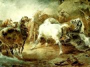 charles emile callande chevaux se battant dans un corral oil on canvas